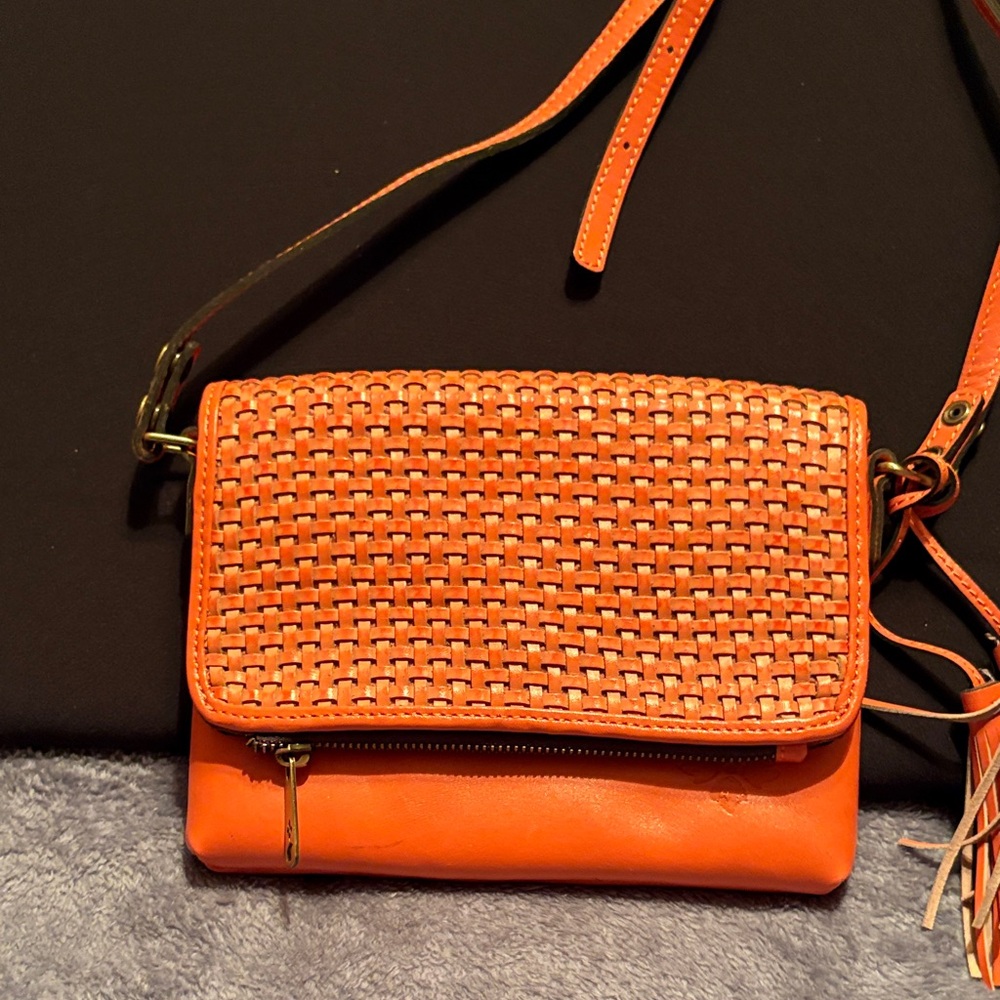 Coral Patricia Nash Woven Crossbody Bag
